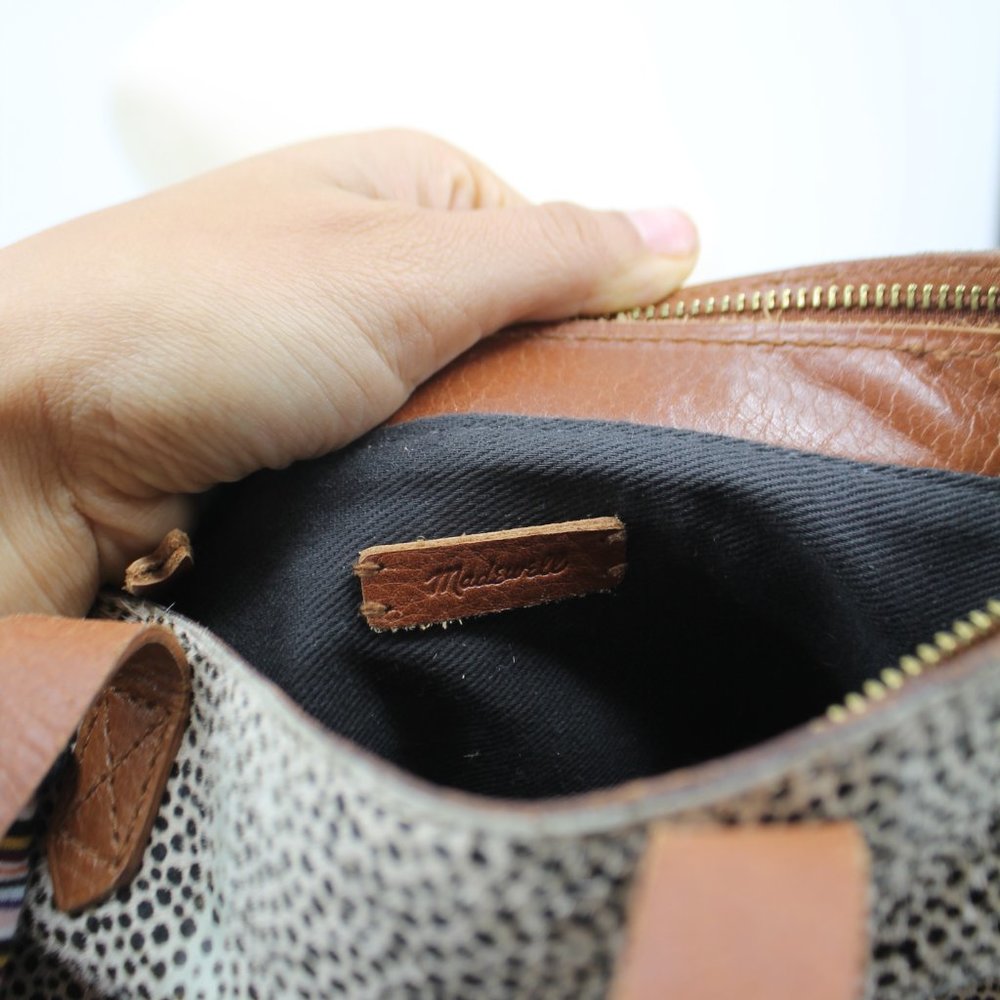 Madewell Cross Body Leather Speckled Fur Distressed Cross Body Purse Bag - Picture 2 of 12